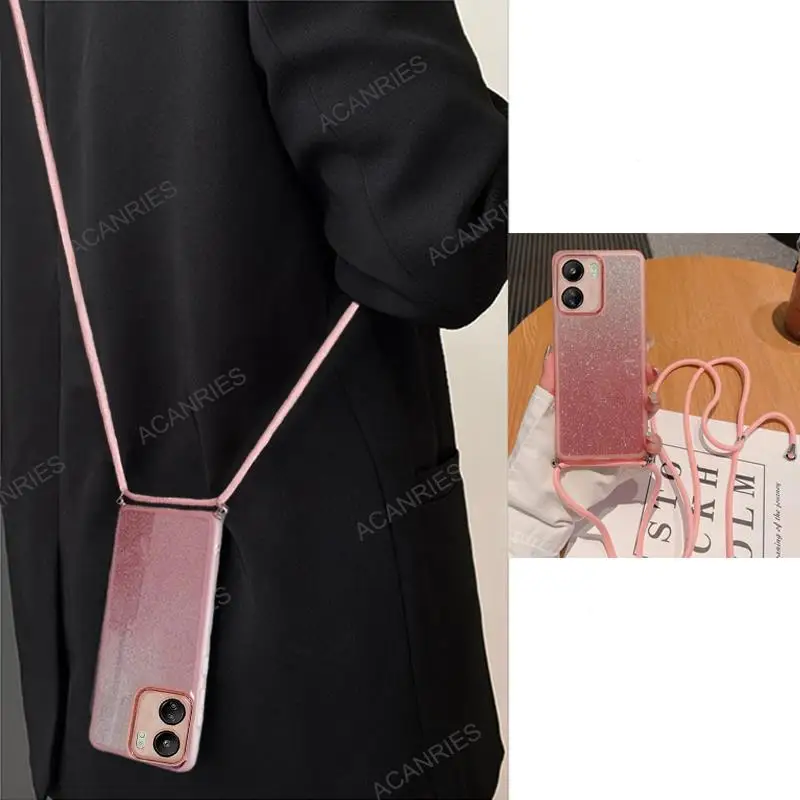 Crossbody Lanyard Glitter Silikone Case pre Xiaomi Redmi 13C 12C 10C 10A 9A 9AT 9C NFC A1 A2 plus 8a zadný kryt Redmi13C Redmi9c