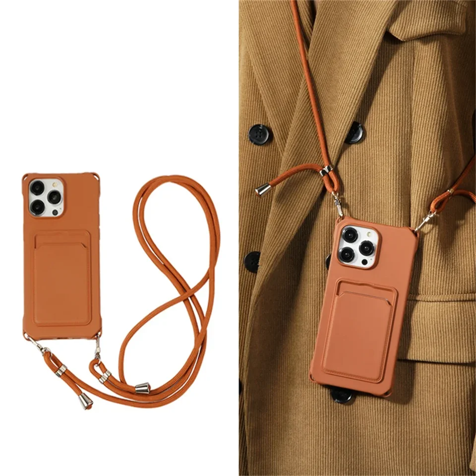 Crossbody Lanyard Náhrdelník Držiteľ karty Držiteľ karty pre iPhone 16 15 14 plus 13 12 Mini 11 Pro Max xs xr plus SE 2020 2022
