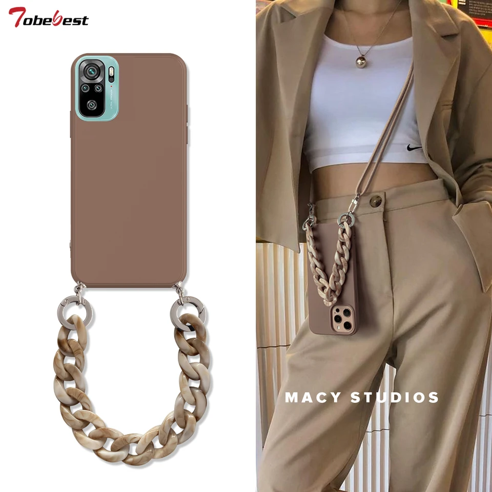 Crossbody Lanyard Náhrdelník mramorový reťazec Silikónový puzdro pre Xiaomi Redmi Poznámka 11 10 Pro Max 10s 11S 4G 5G Coque Coque Prist popruhový kryt