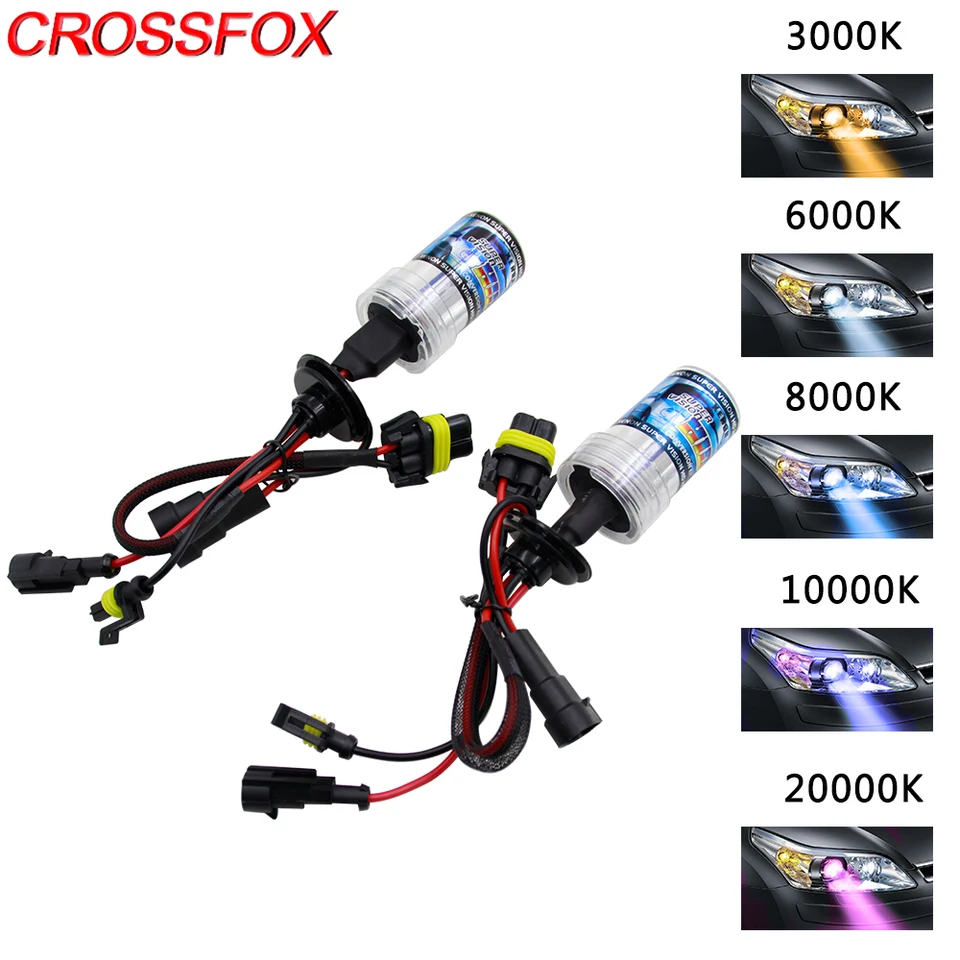 Crossfox 2pcs 55 W xenón H1 H7 H11 H13 9005 9006 9004 9007 880 Svetlom svetlo svetlo svetlo Brights Hid Xenon Light 3000K - 12000k