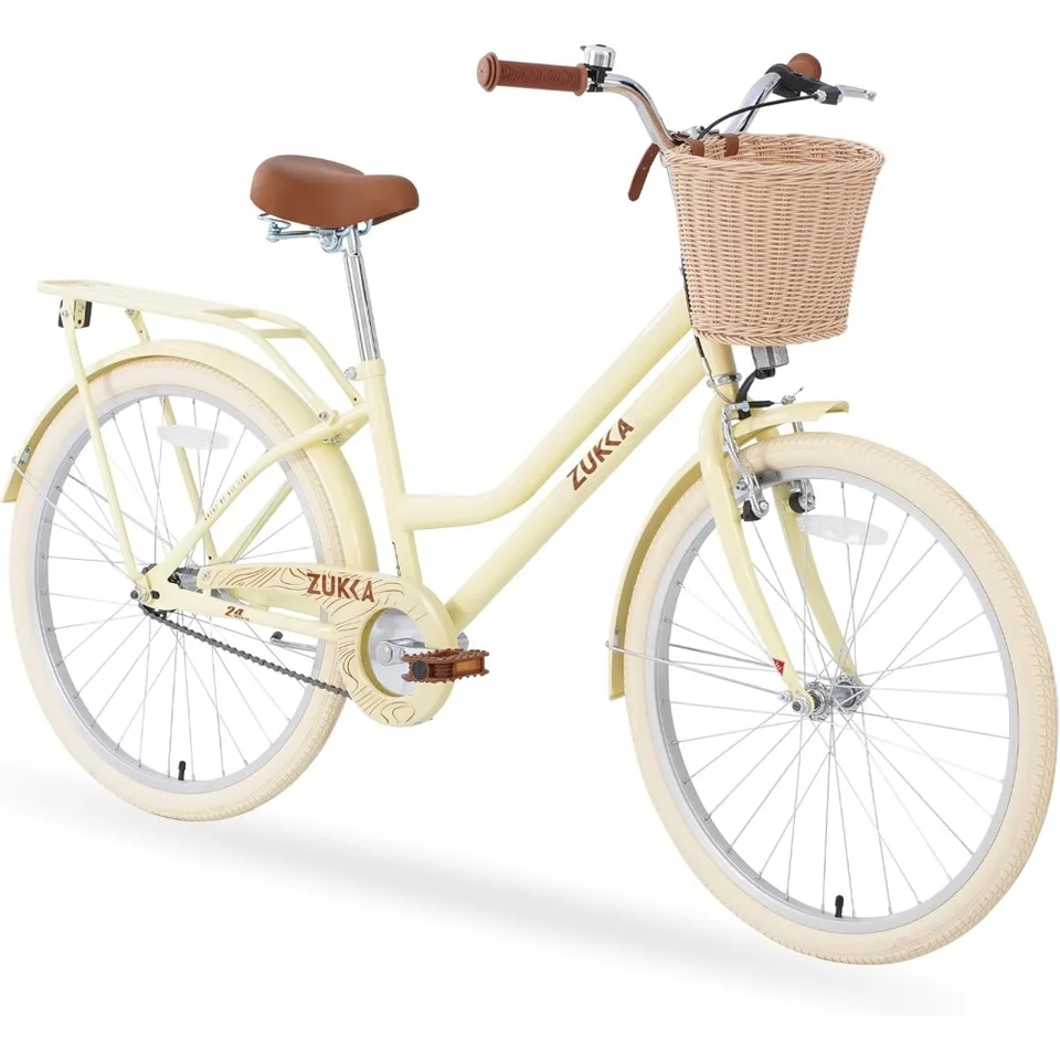 Cruiser Bike 24inch Wheels Girls Dievčatá Dámske bicykle s jedným rýchlostným bicyklom V-brzda a pobrežné brzdové ženy Ladys Bicycle
