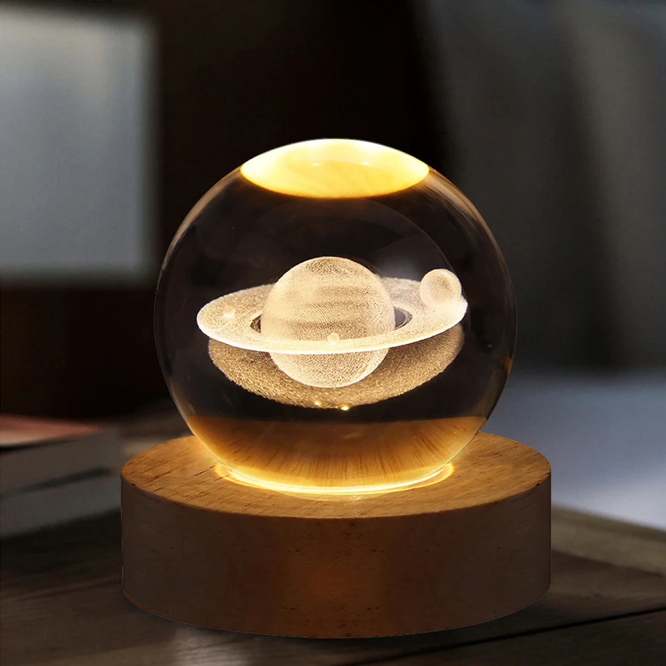 Crystal Ball Night Lights LED žiariaca planéta Galaxy astronaut 3D Moon stolová lampa USB atmosféra lampa stolové dekorácie darčeky