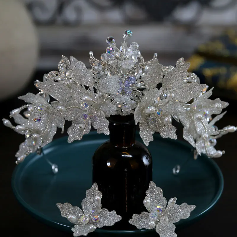 Crystal Crowns Tiaras for Women Svadobná hlavná hlavná princezná Svadobná korunka Náušnice pre quinceanaru nevestu vlasové šperky čele