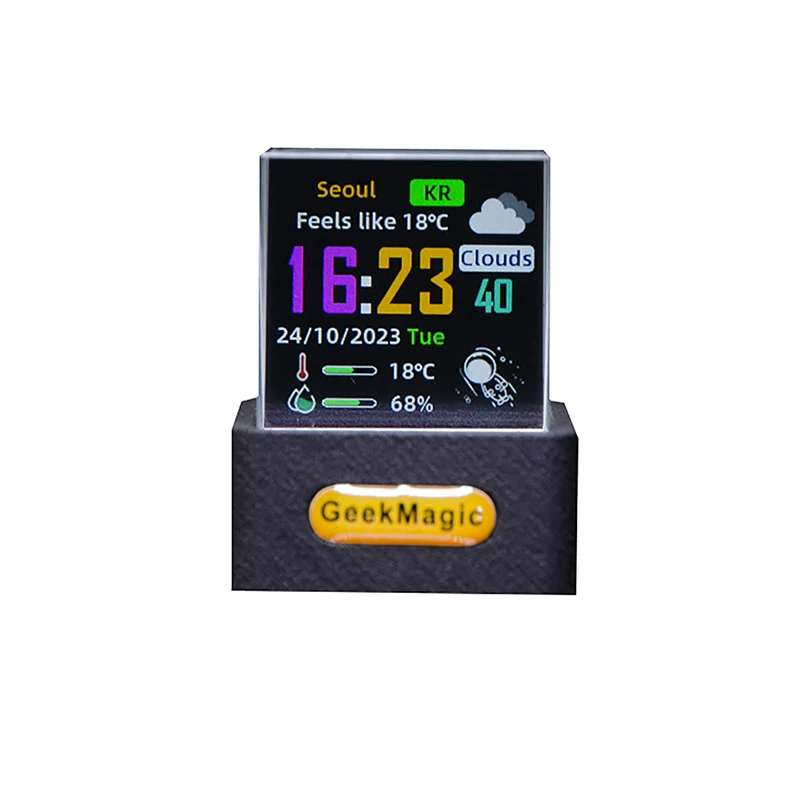 Crystal Cube Photo Display Holographic Desktop Smart Weather Station Digital Clock s albumom Animácie GIF