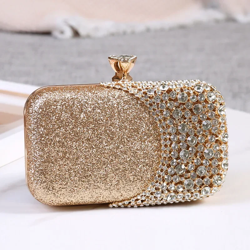 Crystal Diamond Wedding Clutch Bag Ženy Nové módne reťazové reťazce krížové tašky Flitry Elegantné večierky SAC A Hlavný XA896H