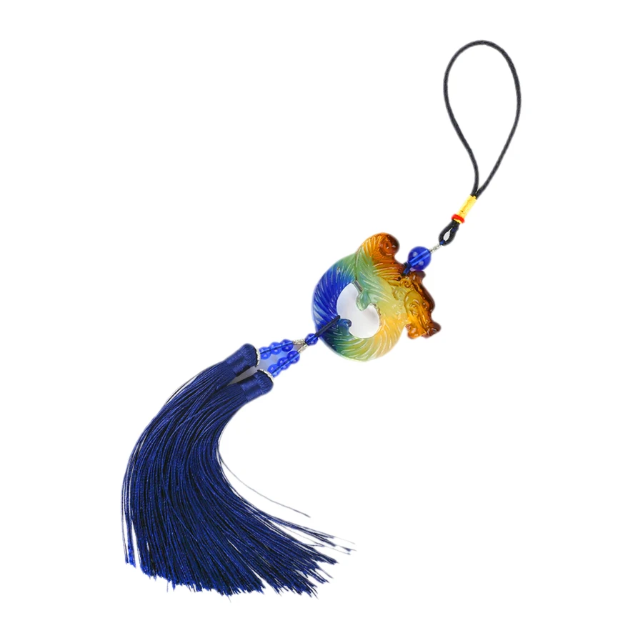Crystal Dragon Tassel prívesok Amulet Amulet Carvew Mirror Hanging Mascot Home Feng Shui Obývacia izba Vstup do televízora Decorácie steny