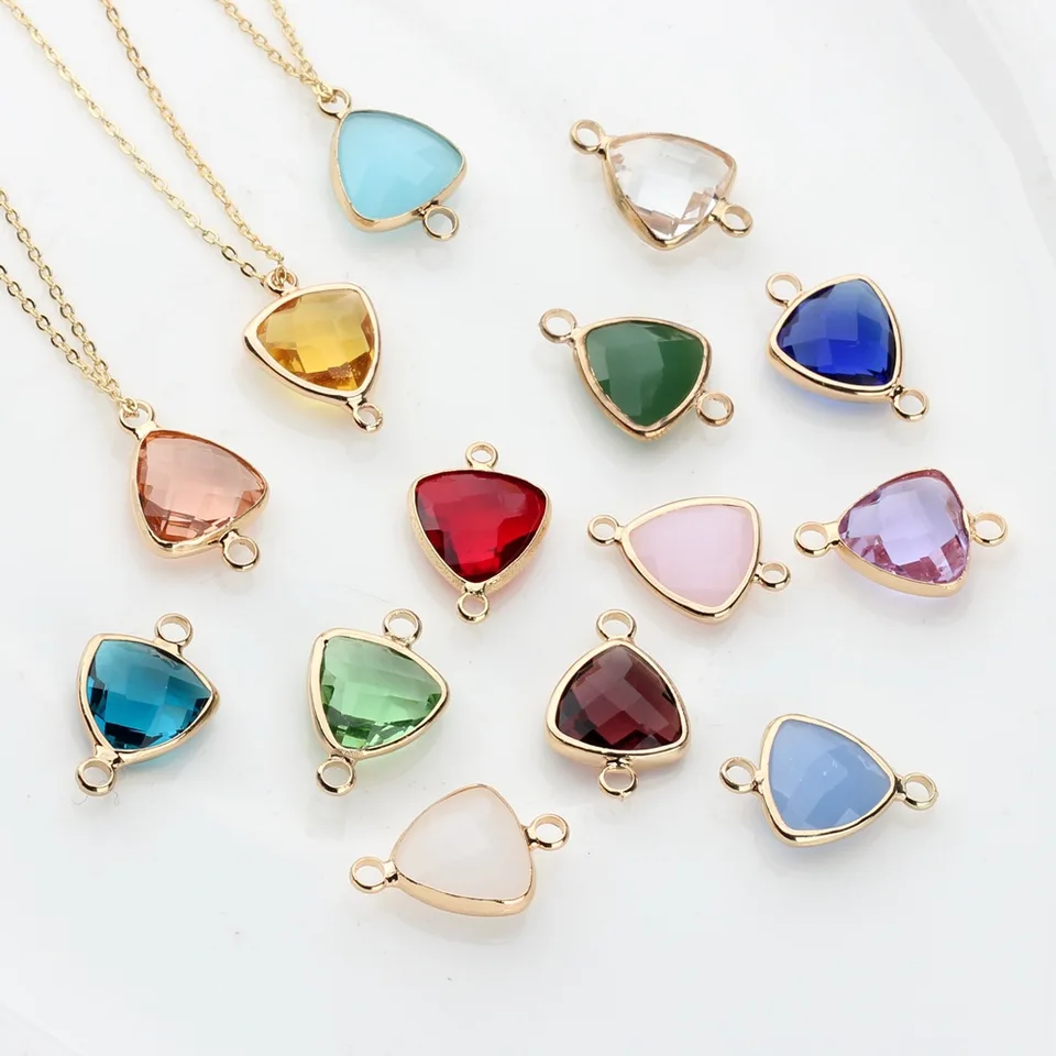 Crystal Glass Charms Copper Double Diery Konektory sklenené kamerové kúzla prívesok 12ks/šarža 12*19 mm pre kutilové šperky doplnky