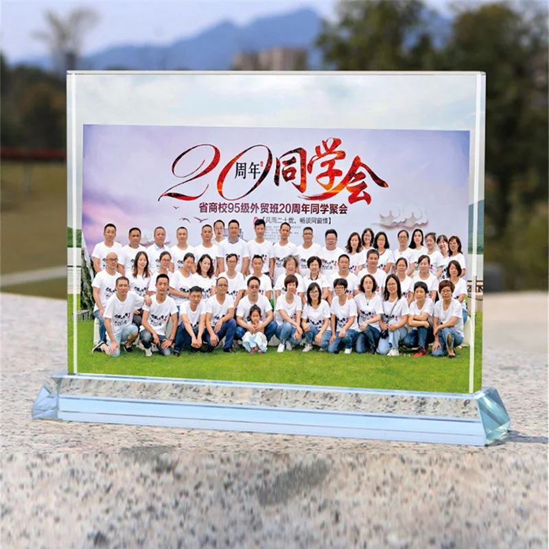 Crystal Photo Rám tabuľka, promócia, suvenír znovuzjednotenia, fotografia skupiny materských škôl, ornament veteránov, 1 pc