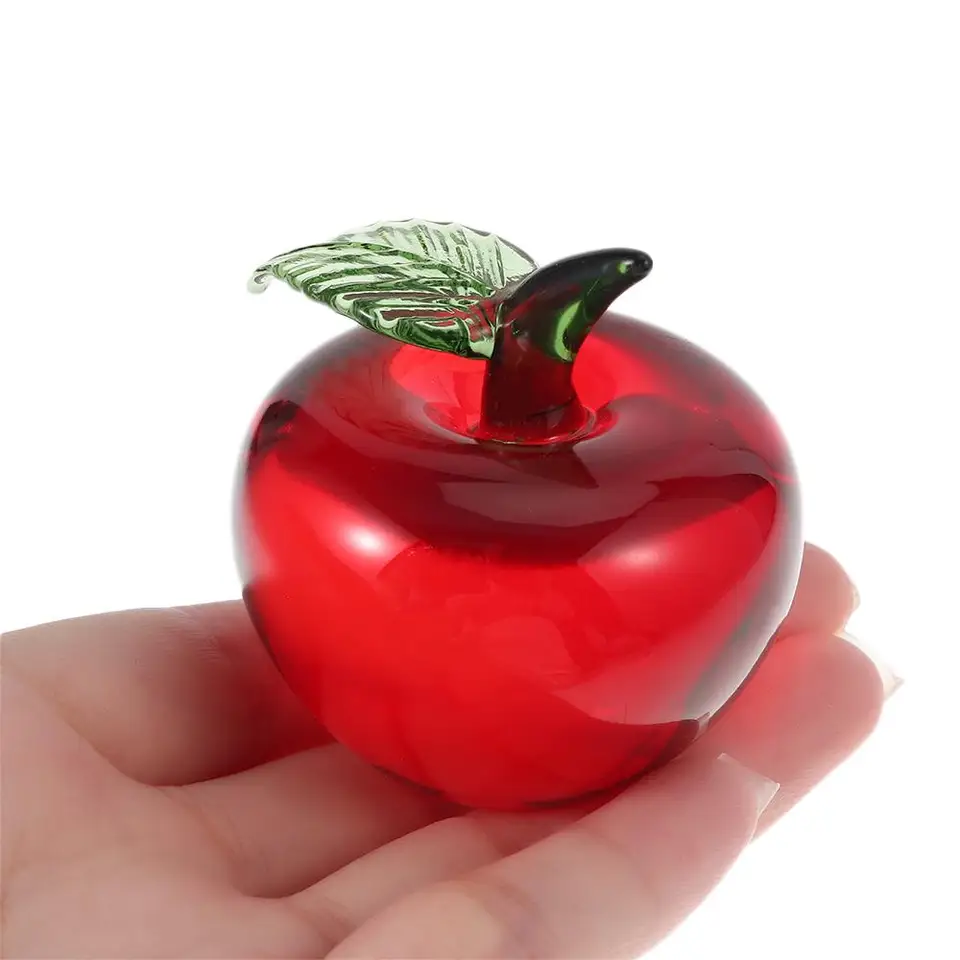 Crystal Red Apple Figur, Red Apple Ornament Crystal Plod Collectibles, Crystal Apples Tabletop Ornament pre domácu kuchyňu