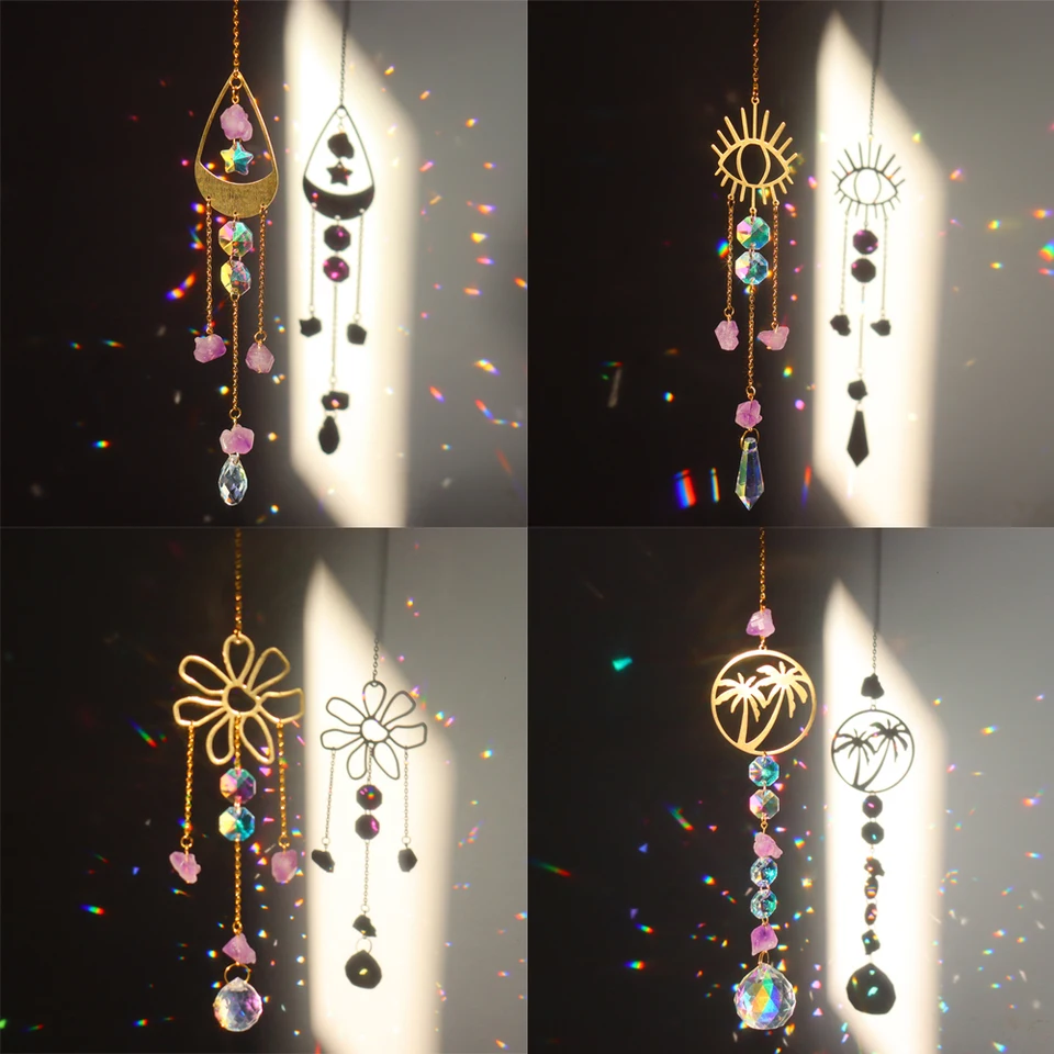 Crystal Sun Light Catcher Závesný dúhový šatk na osvetlenie Doplnky Záhradné okno Záves Svadobné záclony Domáce auto Darček