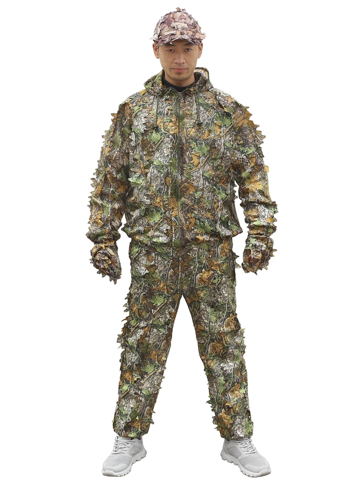 CS 3D Leaf Yowie Sniper Ghillie Suit Cap Cap Mashflage Rukavice ľahké priedušné poľovné oblečenie na pozorovanie vtákov