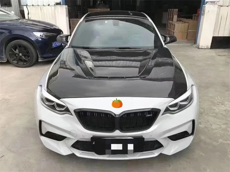 CS STYLE Skutočné uhlíkové vlákno predný nárazník s kapucňou BONNET BONNET VENTICKÝ Kryt pre BMW M2 M2C F87 F22 2014-2020