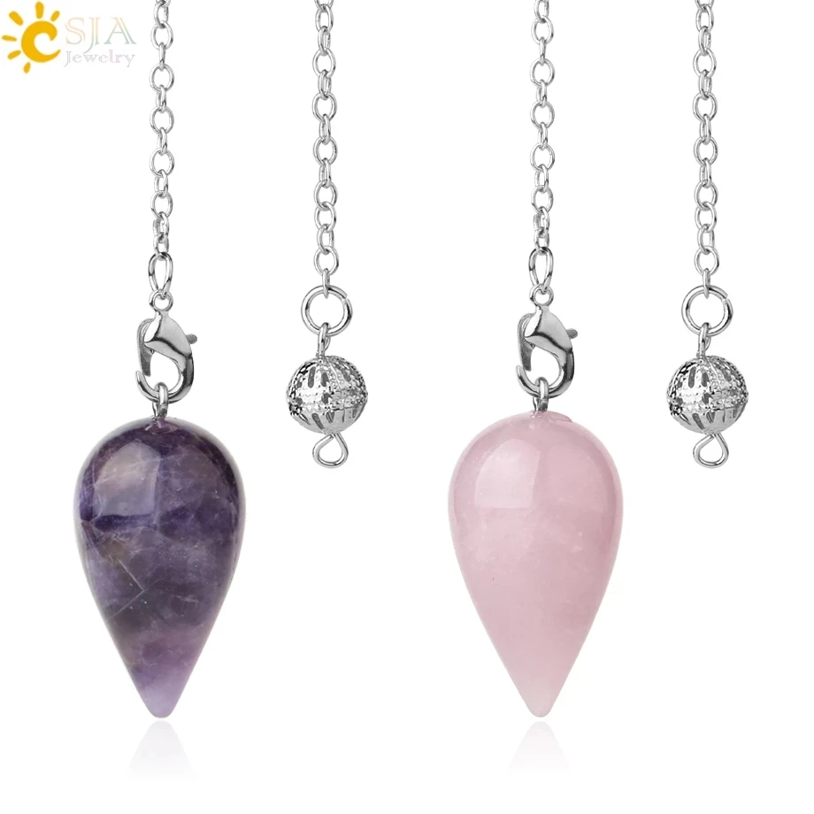 CSJA Water Drop Prírodný kameň kyvadlo na doplnenie duchovného veštenia Wicca Wicca Crystal Pinted Pendule Reiki šperky G399