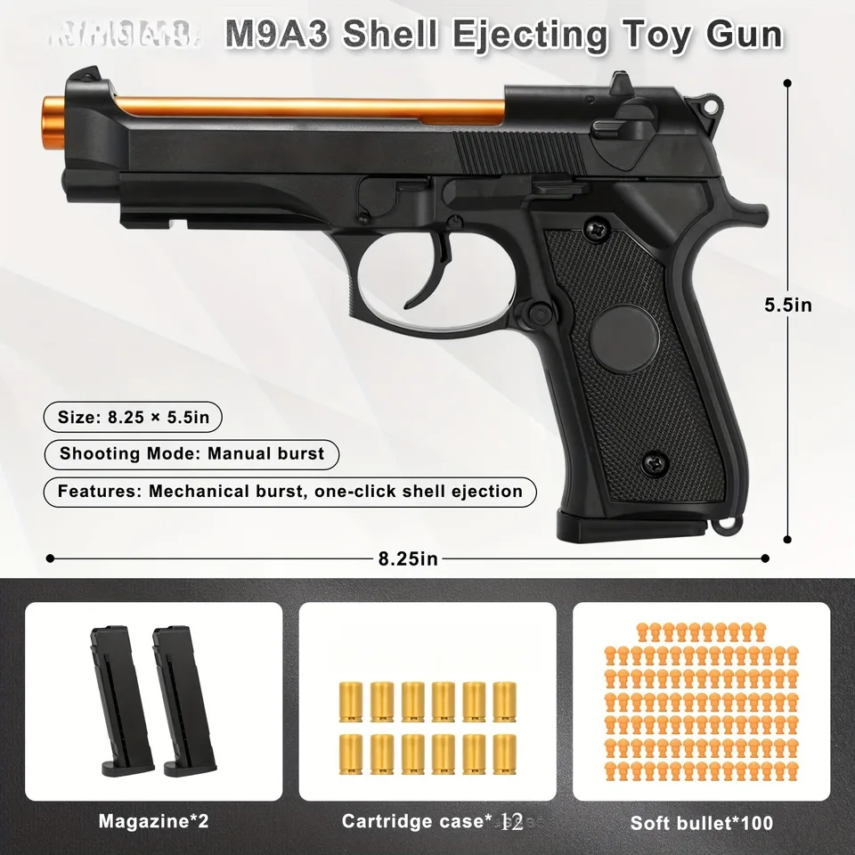 CSNOOBS M9A3 Automatický nepretržitý streľba pištoľ Ejceting Toy Gun Gun Outdoor Sport Game CS Zbrane pre dospelých deti