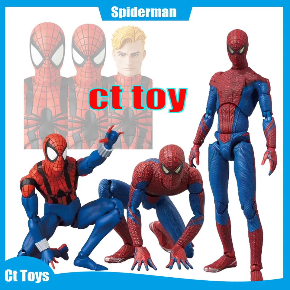 CT Hračky Spiderman Mafex 001 Peter Parker Andrew Garfield The Amazing Spider-Man SHF Action Model Model Doll Prispôsobený hračkársky darček