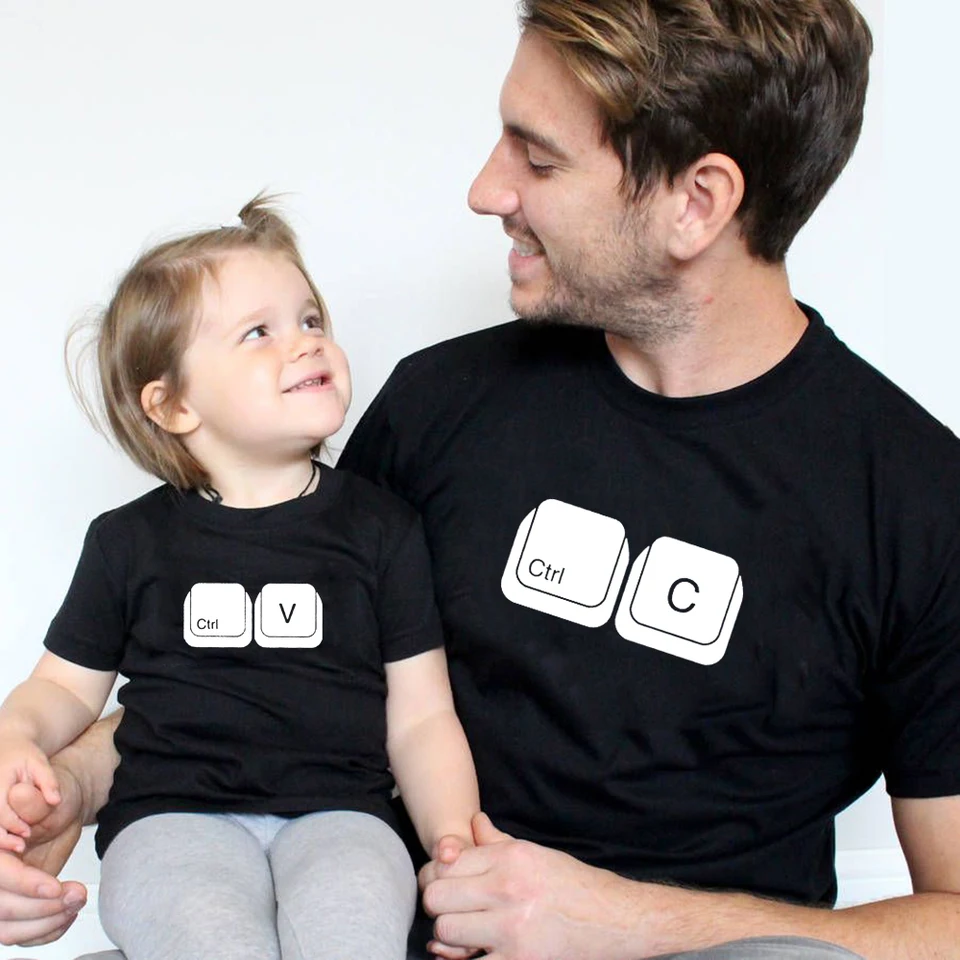 Ctrl + C Ctrl + V Rodinné tričko Otec a syn Dcéra Trhirky zodpovedajúce oufits otca detská rodina Look letné tričko Tops Tee Tee