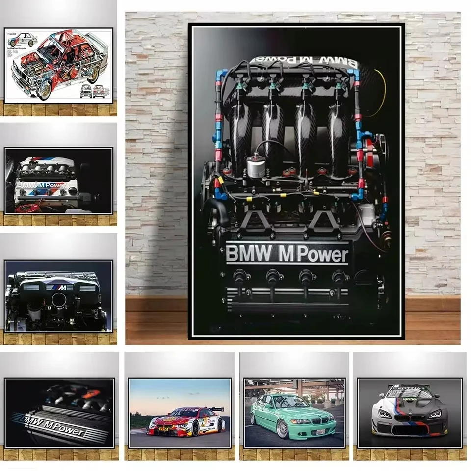 Cuadros retro kolekcia BMW Power M3 E30 Super Racing Car Painting plagát nástenné umenie výtlačky výtlačky plátno