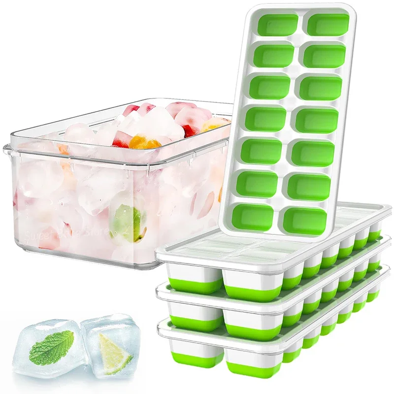 Cucka 14-Cavity Ice Cube s odnímateľným vekom odolným voči únikom, mini kvádrovou ľadovou formou, na kokteil, whisky, kávu, ovocné nápoje