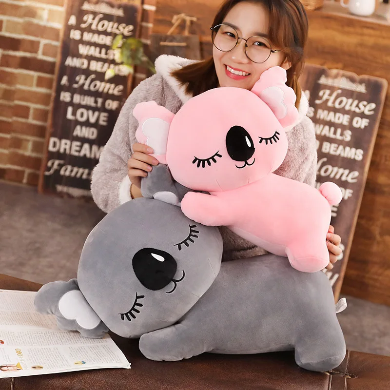 Cuddly Koala Doll Doll Plush Toy Sleeping Kawaii Zviera ležanie plyšu plnené peluche šedá ružová ružová squishy sprievodca darček