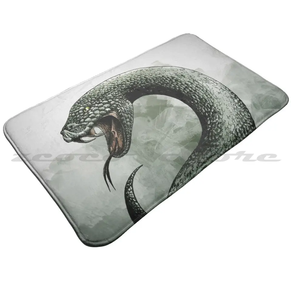 Cunning Serpent Mat Rug Non-Slip Water Absorts Dvere Carpet Southside Serpents Snake Green White Silver Reptole Zlý jed.