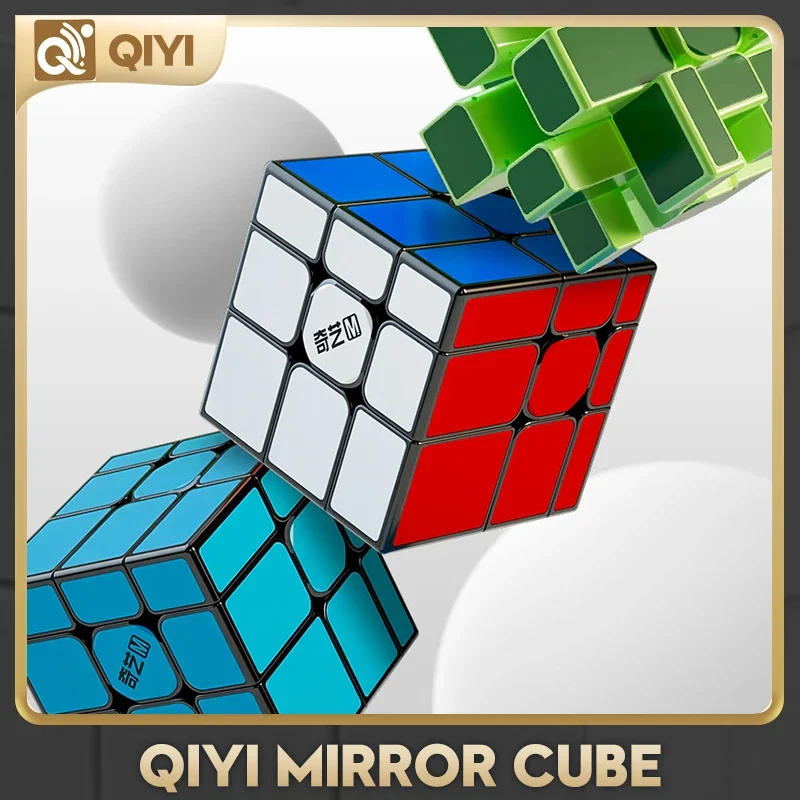 [Cupefun] Qiyi Mirror 3x3 Magic Cube Magnetic Blue Green Full Stickers Profesionálne puzzle Speed ​​Cubes Hračky Deti pre darčeky