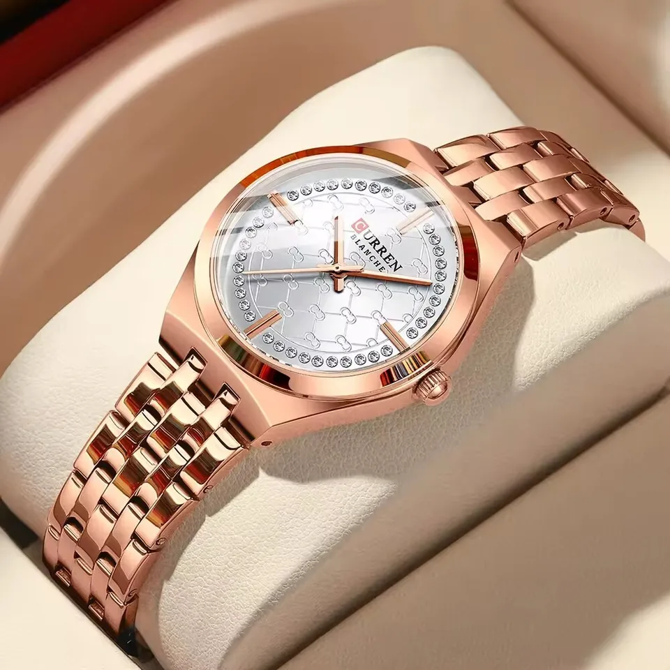 Curren 9096 Quartz Watches Ženy Gümrüksüz Kargosuz Vergisiz ürünler Brand Luxury z nehrdzavejúcej ocele hodinky reloj hombre
