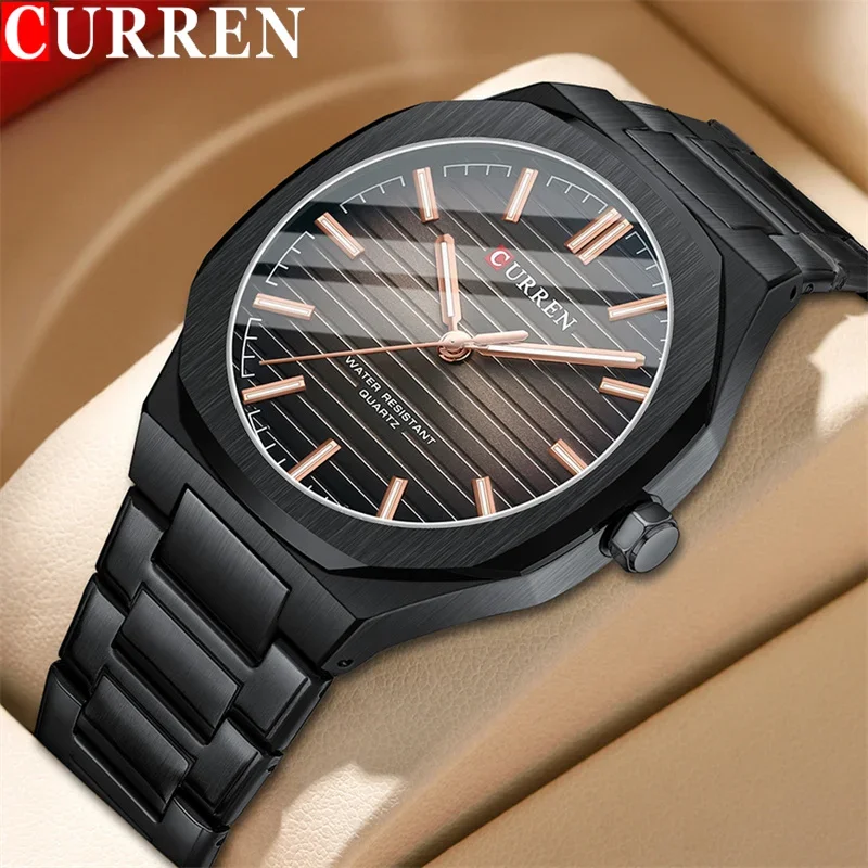 Curren Sport Men sledujú top značku luxusné vojenské elegantné vodotesné mužské hodiny z nehrdzavejúcej ocele Quartz Originálny náramok 8456