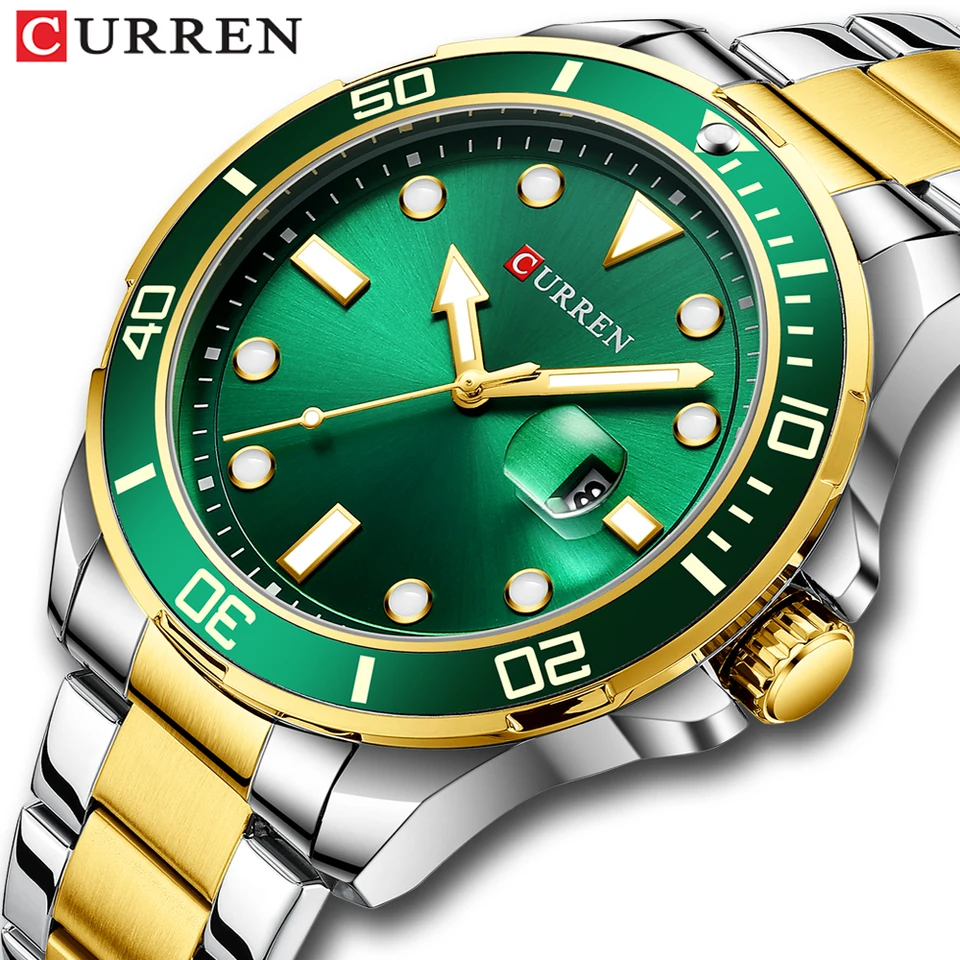 Curren Watch Men Značka Automatické Quartz Clock Fashion Business Sapphire Glass Hodinky oceľ nepremokavé všetky oceľ+krabica