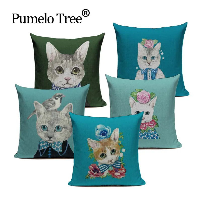 Cushion Cover Cat Módna prehliadka Vankúš Animal Bird Flower Mouse Mouse farebný moden pohovka spálňa domov dekoratívny hádza