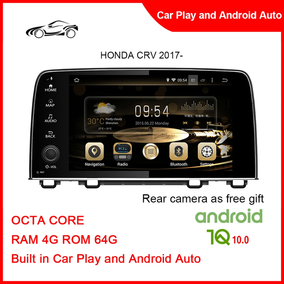 CUSP Big Screen Android 10.0 pre Honda CRV 2017- 9inch RAM 4G ROM 64G Radio Audio Brilliance V5 2 DIN Car DVD Player Navigation