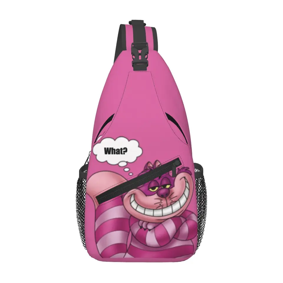 Custom Cheshire Cat rameno batoh Ženy Men. Príležitostné vrecko na ramene pre cestovanie na turistiku Alice v ríši divov v taške