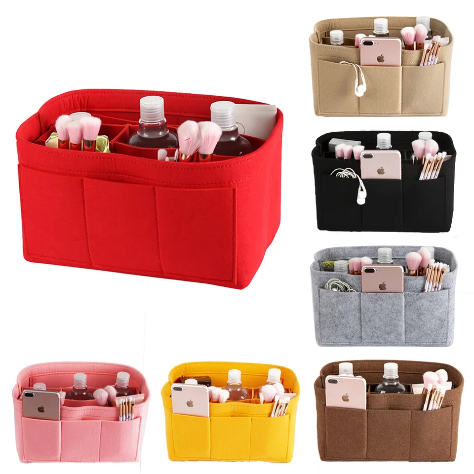 Custom Felt Insert Bag Organizátor kabelky kabelky úložisko Ženy Kozmetické prenosné organizácie Cestovné tašky pre domácich majstrov