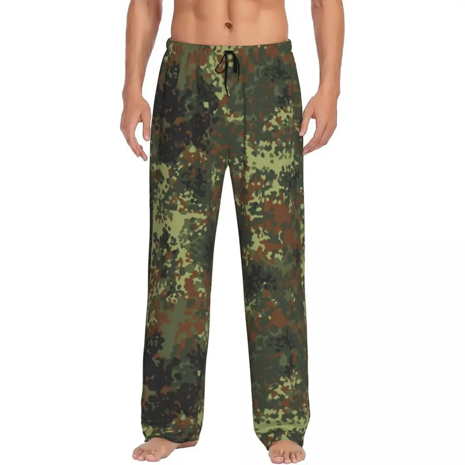 Custom Flecktarn Camo pyžama nohavice Men Vojenská armáda maskovacia salónik spánok Sleepstring Sleewear Bottoms s vreckami