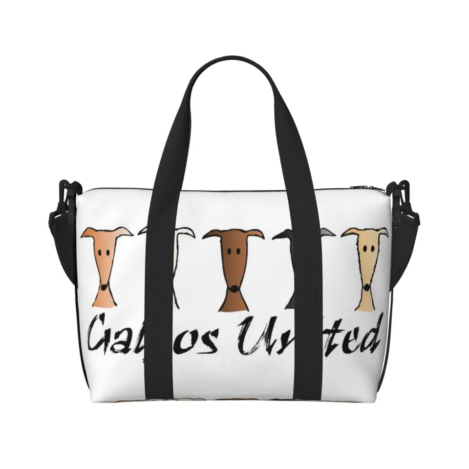 Custom Galgos United Greyhound Tote Bag Ženy VEĽKÁ kapacita Sighthound Whippet Dog Gym Cestovné tašky