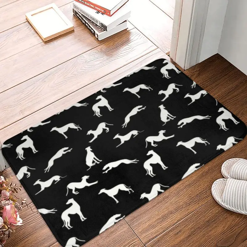 Custom Greyt Greyhound Silhouettes Derormat Anti-Slip Entrance Bath Kitchen Dvere Dvere Mat Rat Whippet Sightound Dog Room Koberec koberec