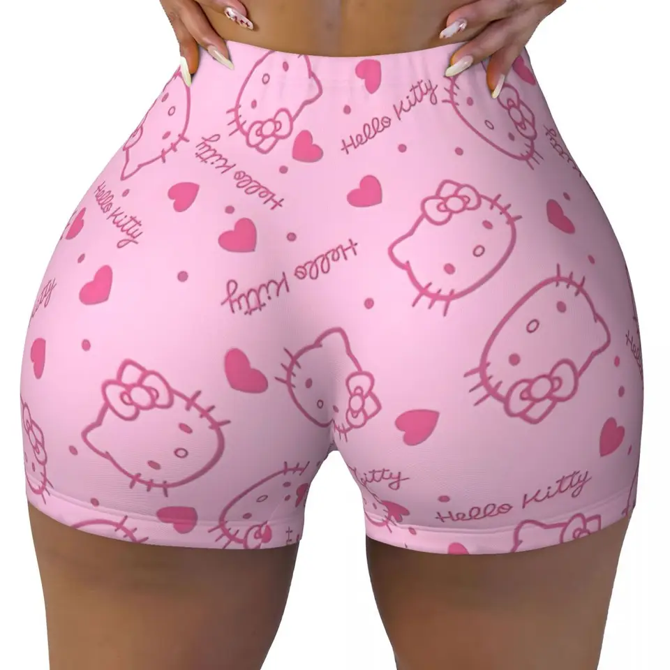 Custom Hello Kitty Cat Anime Cartoon Cvičenie šortky pre ženy scrunch zadok zdvíhanie elastickej telocvične joga korisť Krátke nohavice