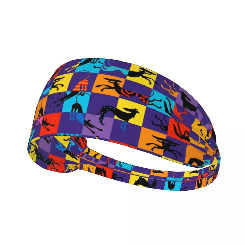 Custom Hounds Greyhound Dog Sports Sweatband pre tenisové zviera Pop Absorbent Headband Women Men