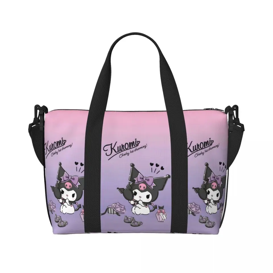 Custom Kuromi Anime Grocery Tote Nákupné tašky Ženy Veľká kapacita Anime Gym Cestovné tašky