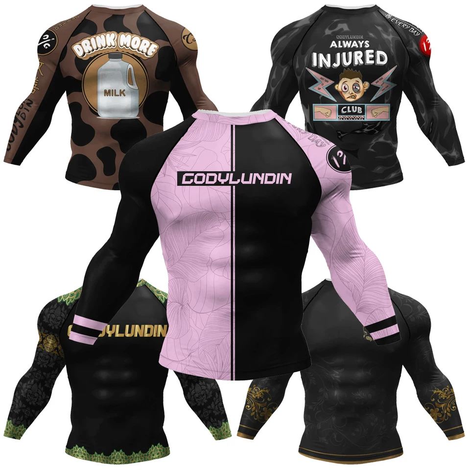 Custom Logo Sports Mens Bjj Rash Guard s grafickou ochranou pred slnkom No GI jiu Jitsu Rash Guard pre MMA Wrestling Fitness Top