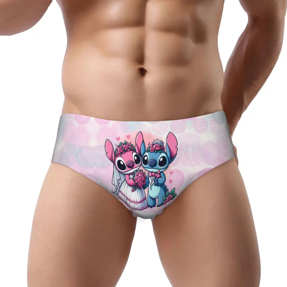 Custom Men's Stitch a Angel si vezmite nohavičky spodnú bielizeň