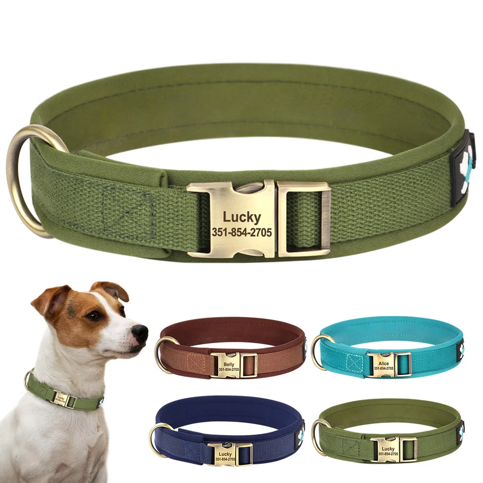 Custom Nylon Dog Golier zadarmo Prispôsobené domáce zviera id obojky psie mäkké čalúnené chihuahua obojky náhrdelník pre malé stredne veľké psy