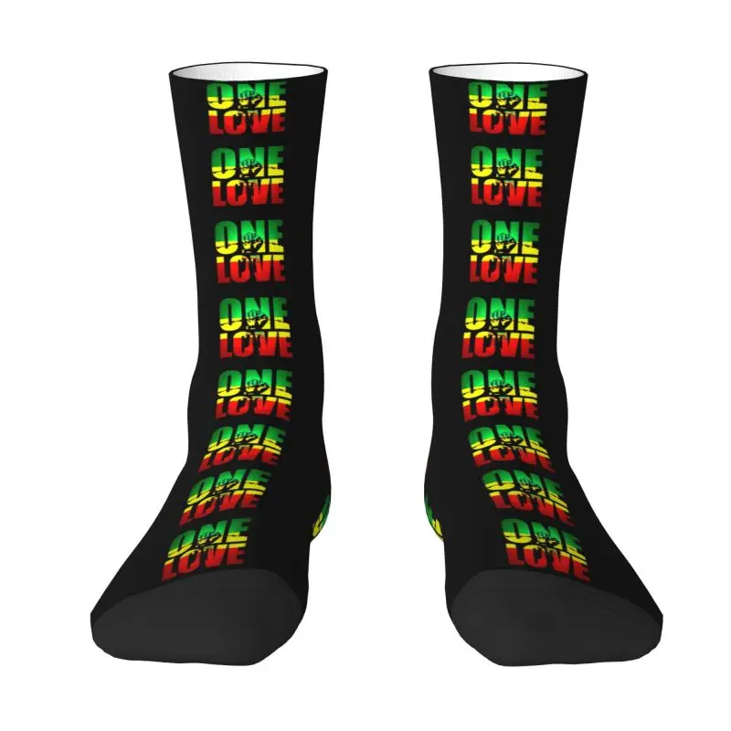 Custom One Love Jamajka reggae šaty ponožky Pánske dámske srdečné módne novinky Crew Socks