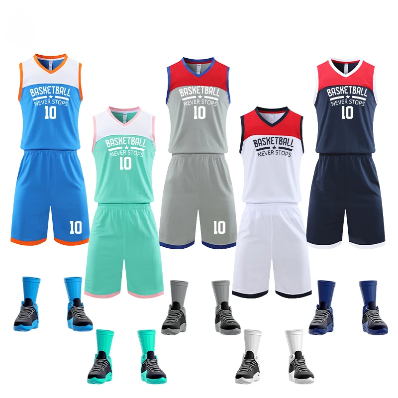 Custom Plus Szie Kids Men Basketbal Training Jersey Set blank College Team Priedušné mládežnícke basketbalové dresy Uniforma GJ-848