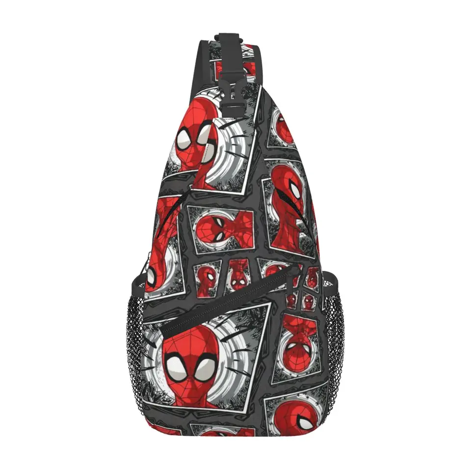 Custom Spider Man Heads Collage Ramer Crossbod hrudník batoh pre cyklistické vrecká na hrudi