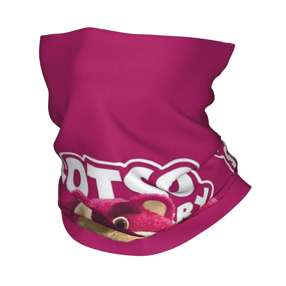 Custom Strawberry Bear Anime Cartoon Bandana Neck Gaiter pre lyžiarske ženy Men Men Wrap Scarf Headband Warper