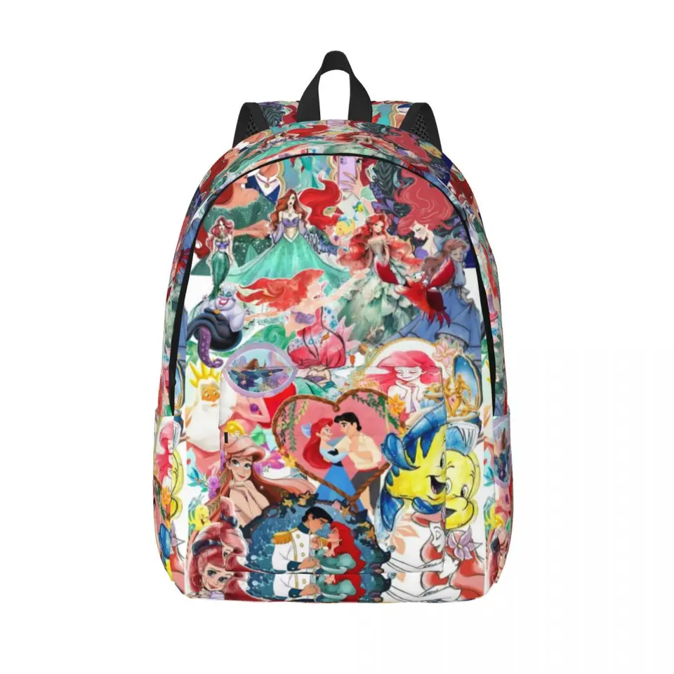 Custom The Little Mermaid Travel Canvas Backpack Women Men School prenosný počítač knihalka karikatúry College College Student Daypack tašky
