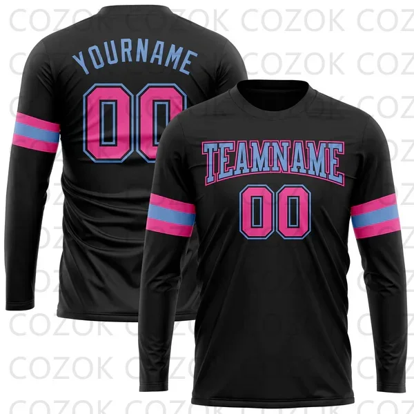Custome Black Pattern Football Jersey for Men Ženy unisex futbal longsleeves atletické tričká