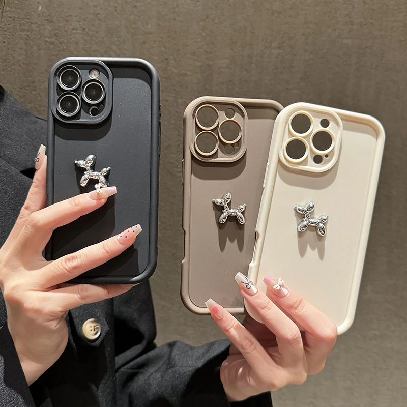 Cute 3D Sliver Balloon Dog Silikone Puzdet pre Xiaomi Redmi Note 14 13 12 Pro Plus 5G 13 12S 10S 10S Redmi 12 13C 14C Cover