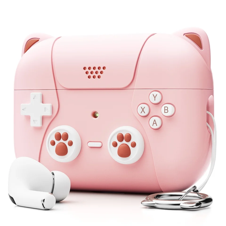 Cute Cat Silikone Case pre AirPods Pro 2. generácia Klasická ručná ručná herná konzola Dizajn Ochranné puzdro pre AirPods Pro 2
