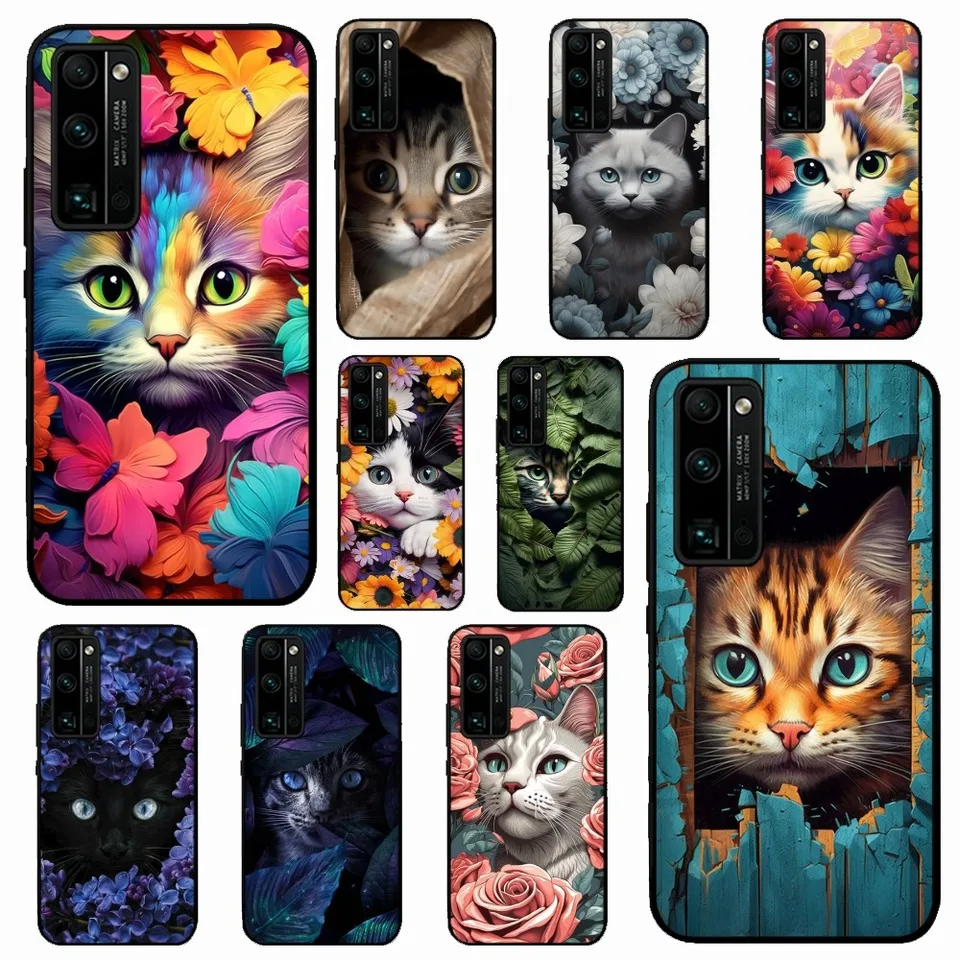 Cute Detection Cat Puzdro pre Huawei Honor 10 Lite 9 20 7a 9x 30 50 60 70 Pro Plus mäkký silikónový kryt